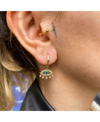 Evil Eye Earring Blue Eye Eyelash Sterling Silver Earring