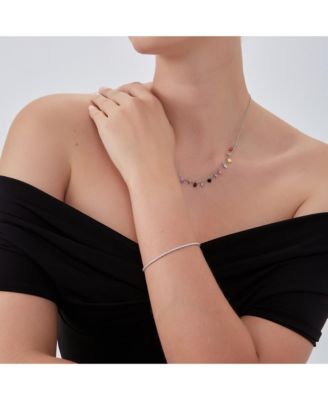 White Fine Opal Tennis Bracelet In Sterling Silver & Adjustable