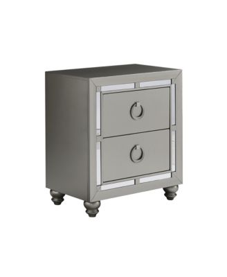 Modern Tone Nightstand with 2 Drawers and Mirror Accents