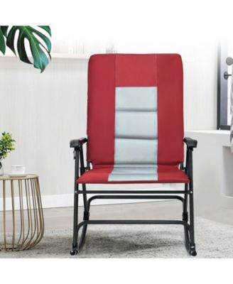 Foldable Rocking Padded Portable Camping Chair with Backrest and Armrest
