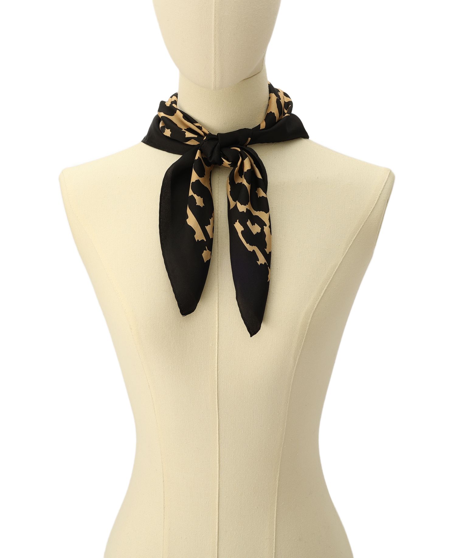 Women's Script Leopard Print Silk Bandana Scarf