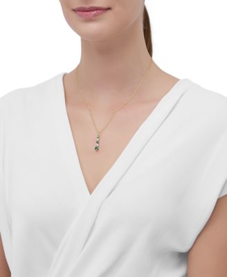 Lab-Created Emerald (5/8 ct. t.w.) & Lab-Created White Sapphire (1/2 ct. t.w.) Pendant Necklace in 14k Yellow Gold over Sterling Silver, 16" + 2" extender