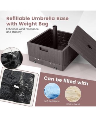 175 LBS Outdoor Fillable Umbrella Base with Table Tray
