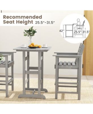 30 Inch Square Bar Table Dining Table with Slatted Tabletop for Poolside-Gray