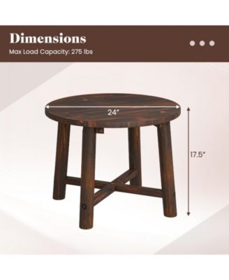 Patio End Table with Solid Wood Structure for Garden Deck Poolside and Indoors