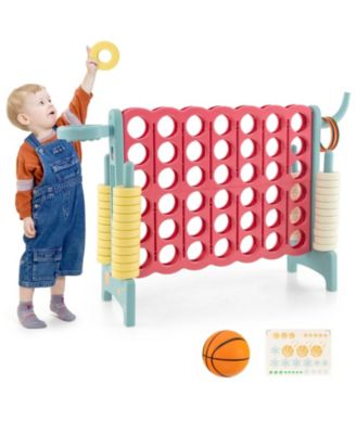 4-in-a-Row Connect Game with Basketball Hoop and Toss Ring