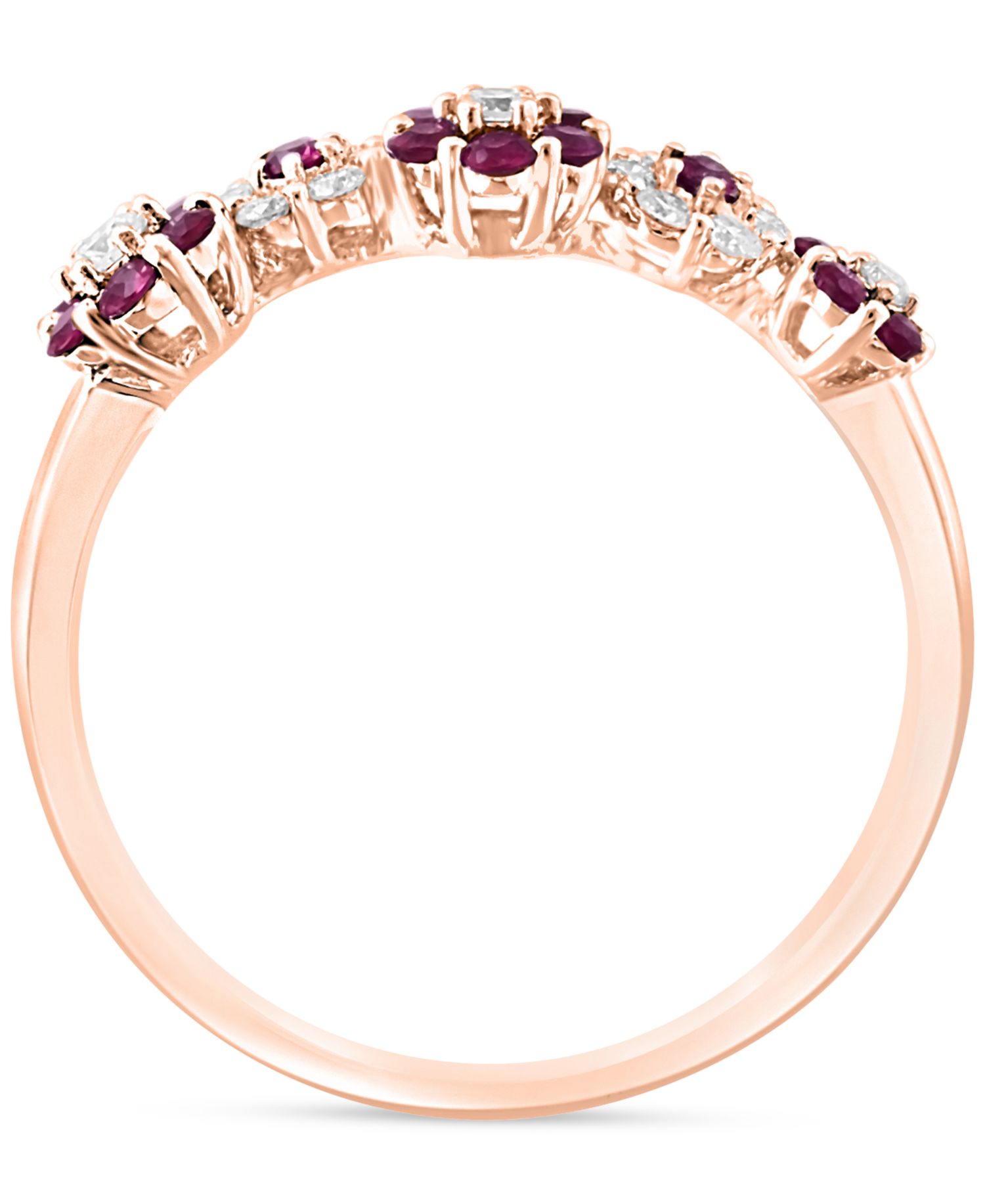 Ruby (0.42 ct. t.w.) & Diamond (0.18 ct. t.w.) Flower Ring in 14k Rose Gold (Also Available in Sapphire)