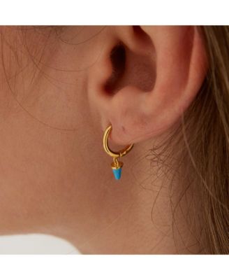 Turquoise Spike Pave Hoop Drop Earring