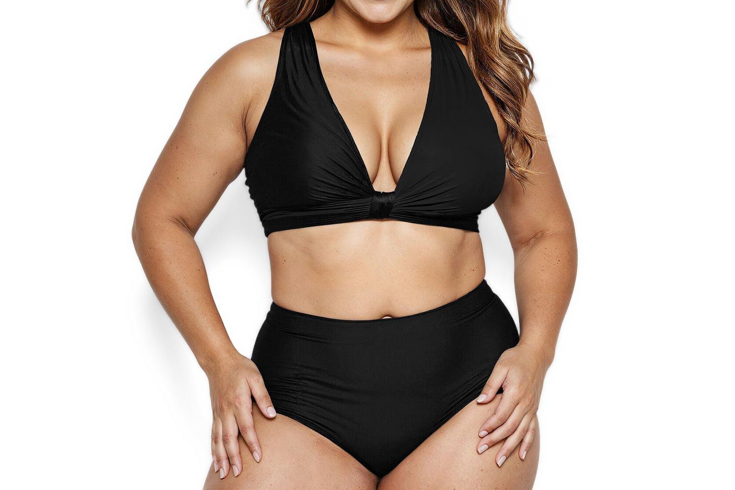 Plus Size Emery 2-Piece Wrap Style Swim Set With Reversible Top and High-Waisted Bottom