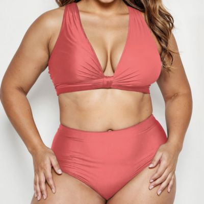 Plus Size Emery 2-Piece Wrap Style Swim Set With Reversible Top and High-Waisted Bottom