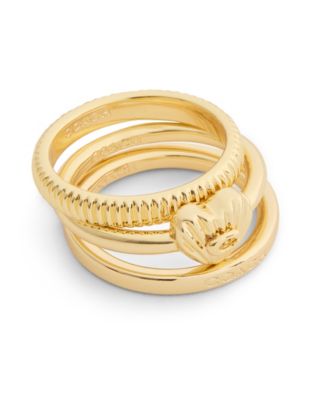 COACH Gold Signature Heritage Trio Ring Set - Macy's