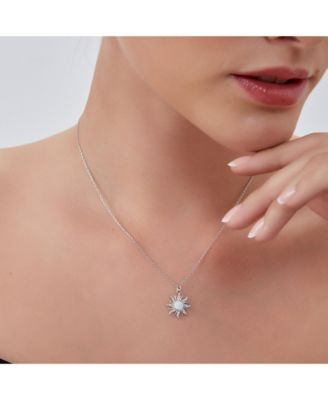 Opal Sun & Sunburst Necklace in Sterling