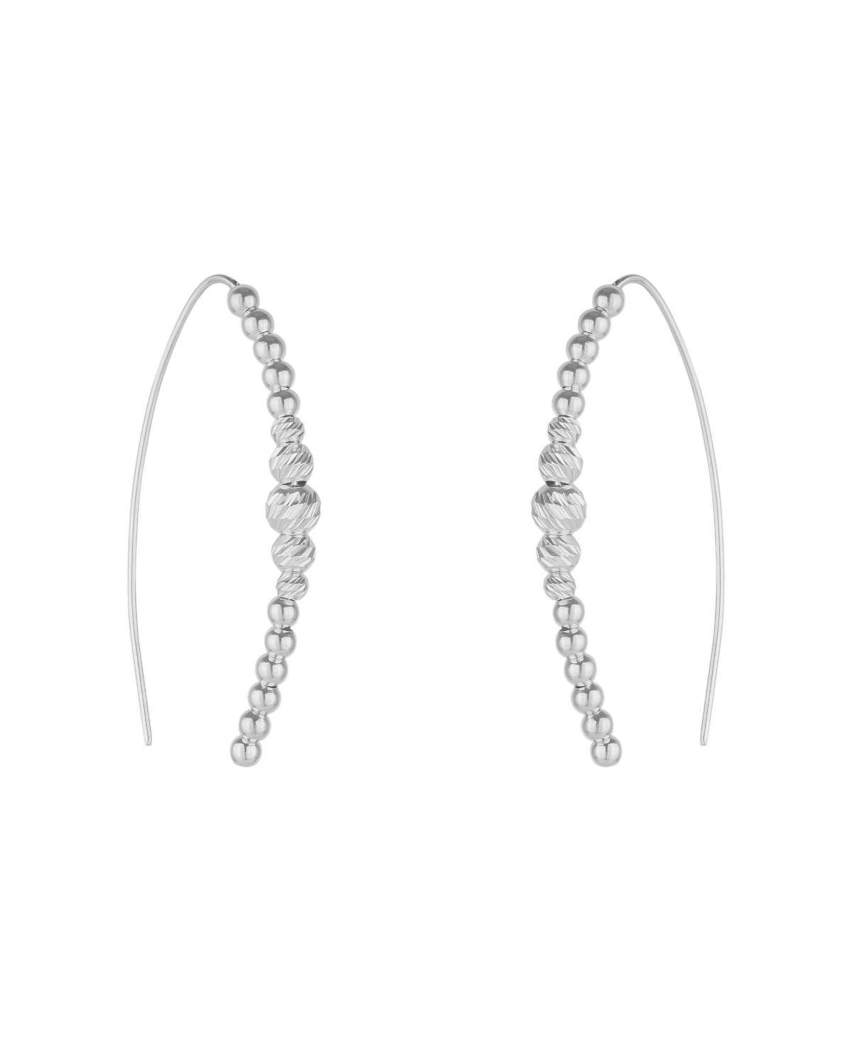 Beaded Pull Through Sterling Silver Earrings - Silver