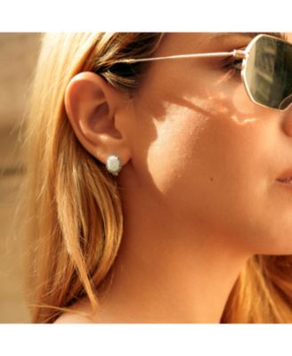 High Quality White Opal Earrings With Marcasite Gemstone