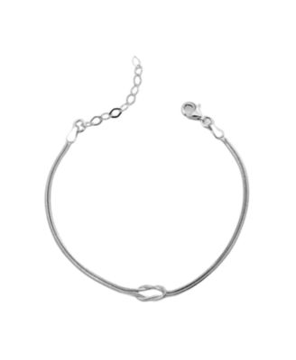 Spero London Sterling Silver Snake Chain Knot Bracelet - Silver 85$