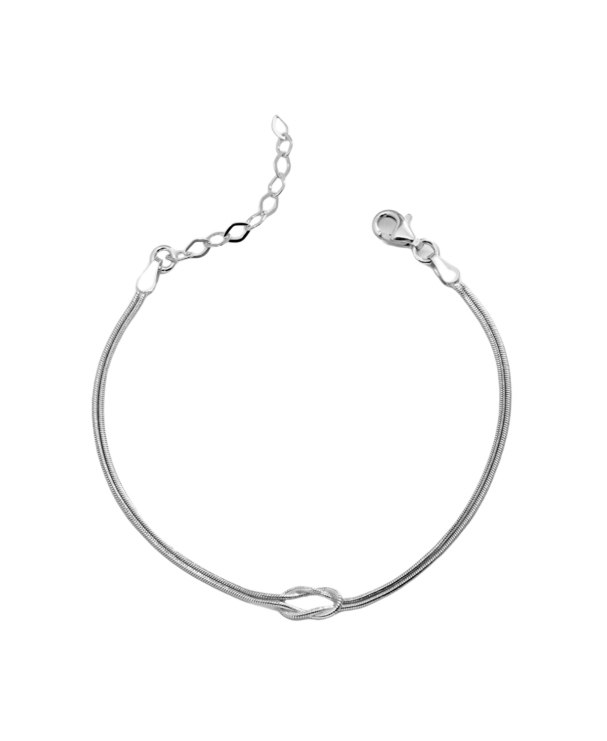 Sterling Silver Snake Chain Knot Bracelet - Silver