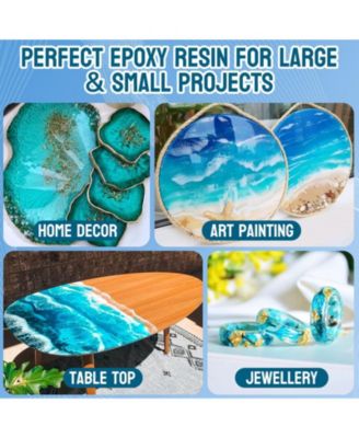 1.06 Gallon Epoxy Resin - Crystal Clear High Gloss Resin Kit, Easy 1:1 Mix, Art Resin for Craft, Wood Tabletop, Jewelry Making, Coating and Casting Resin with Silicone Stick