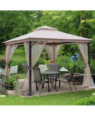 Rustproof Double Top Gazebo with Mosquito Curtains for Outdoor Enjoyment