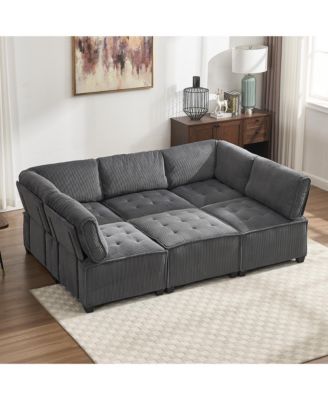 U-Shaped Modular Sectional Sofa with Reversible Chaise