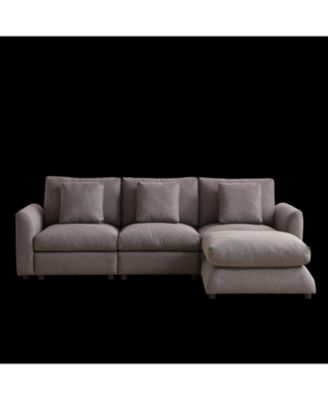 Streamdale 2 Pc Modular Sofa with Ottoman, Upholstery, Plastic Legs, Pillows & Cushions – Living Room Furniture