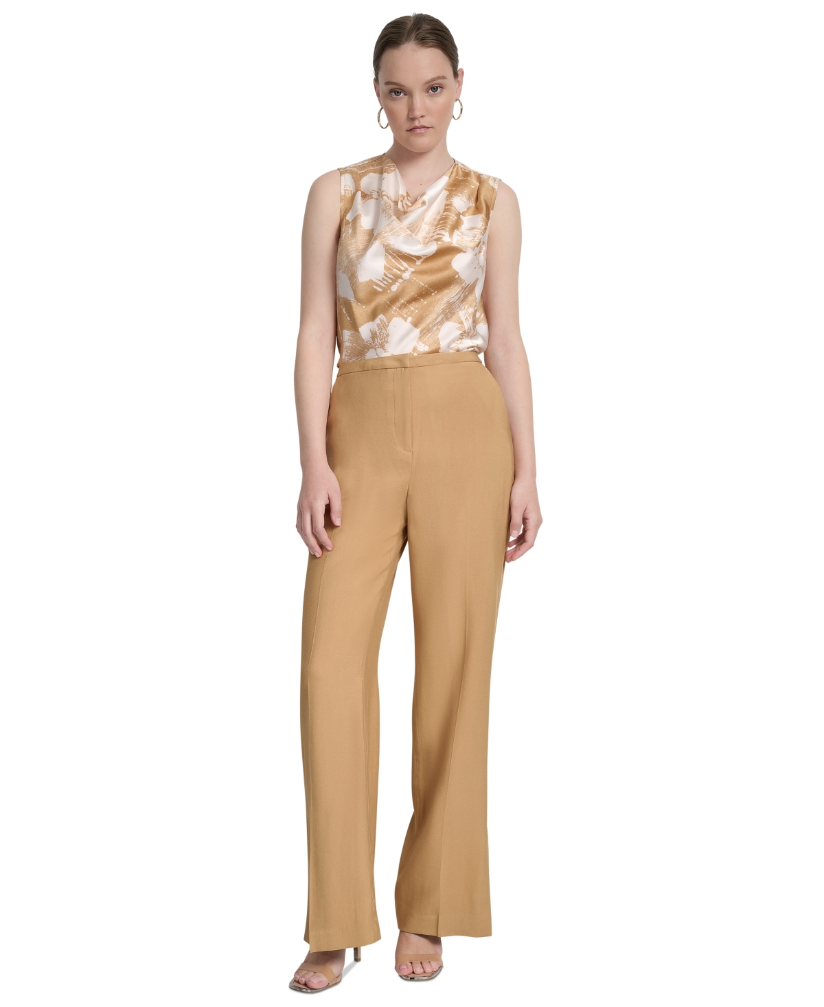 Petite High Rise Flare-Leg Pants - Whiskey
