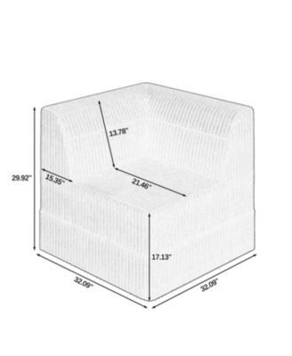 Streamdale L-Shape Modular Sofa Minimalist Corduroy Couch with Sleeper for Compact Living