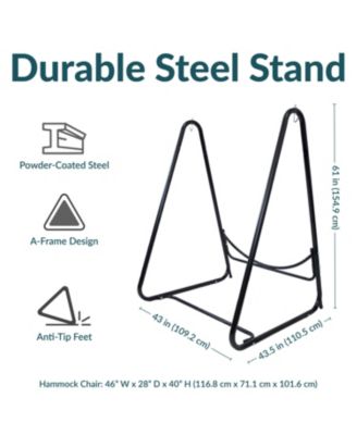 Indoor or Outdoor Hammock Chair with A-Frame Steel Stand - Anti-Tip Feet for Stability - Black