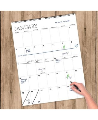 Undated 17" x 22" Dry Erase Large Wire-o Hanging Vertical Wall Calendar