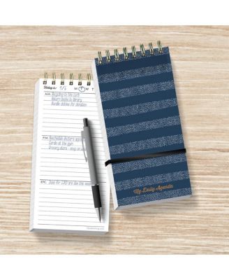 Blue Boho Stripe Undated Daily Agenda Notepad Planner