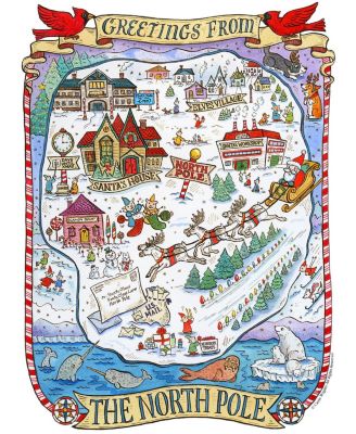 1000 Piece Greetings From The North Pole Map Christmas Jigsaw Puzzle