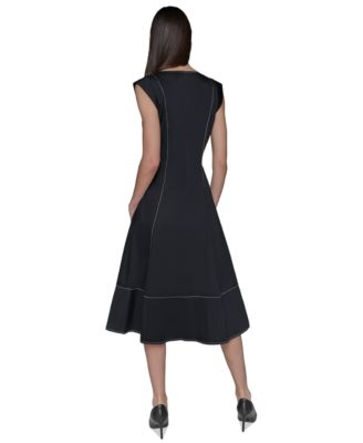 Women's Stitch-Trimmed Midi Dress