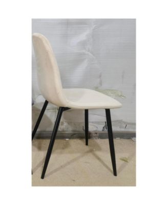  Set of 4 Modern Velvet Dining Chairs with Black Metal Legs (Beige)