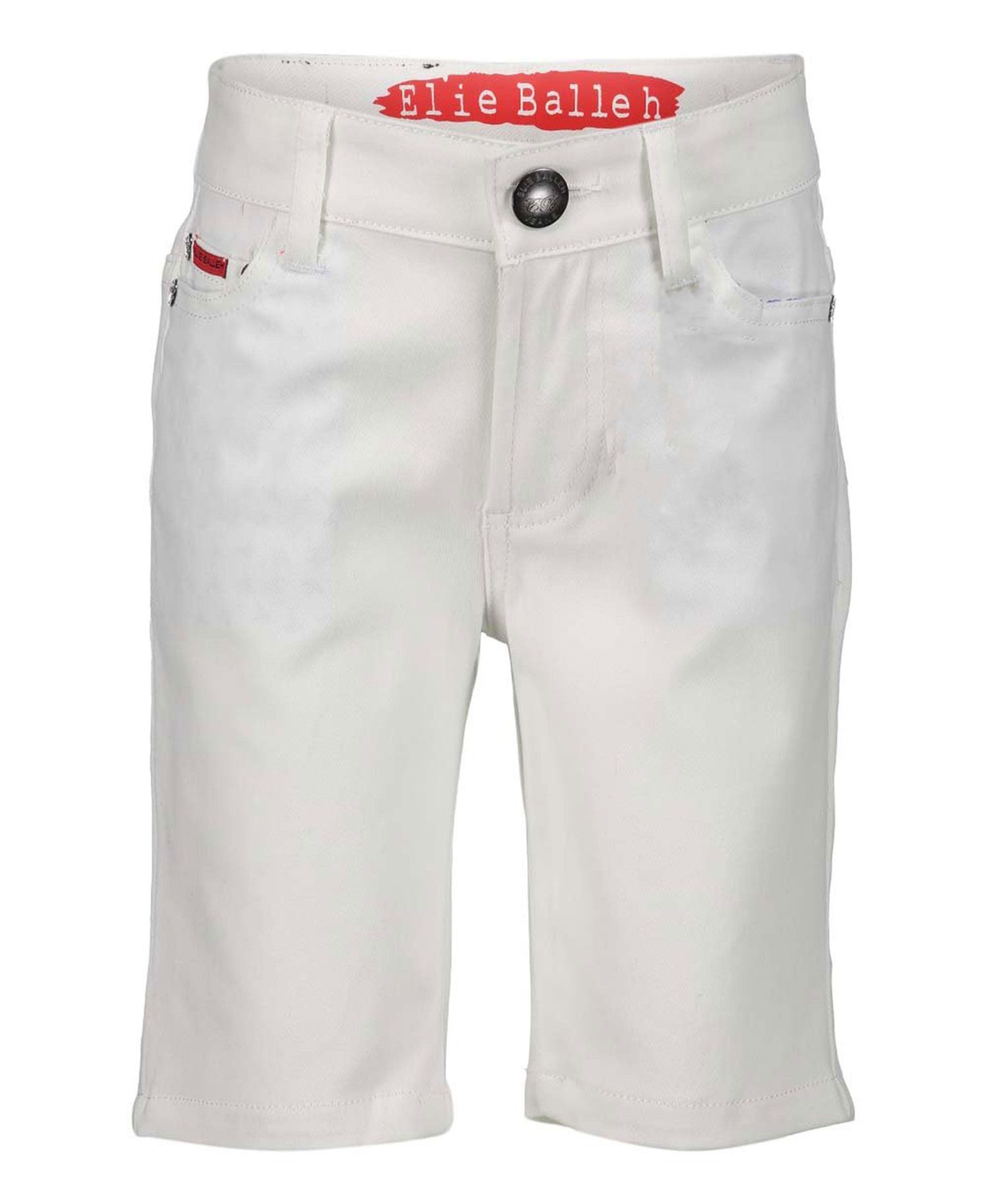 Big Boys White Cotton Twill Short