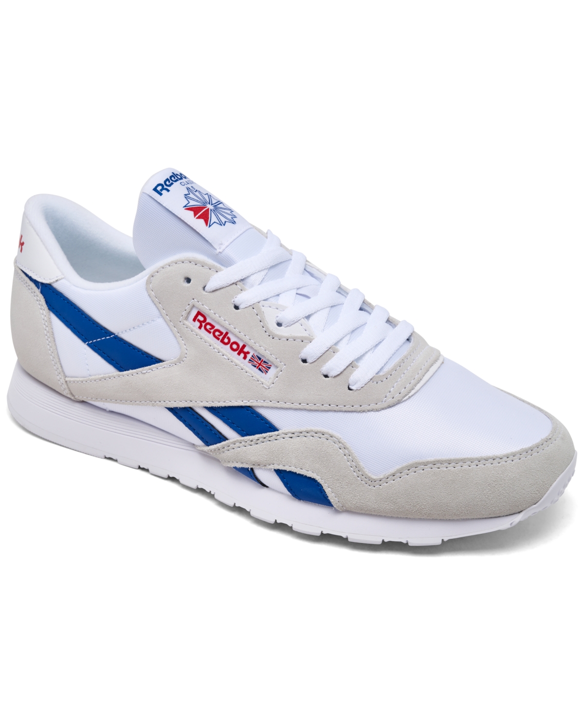 Men's Classic Nylon Casual Sneakers from Finish Line - White, Blue, Red