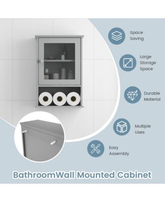 Wall Mounted Bathroom Cabinet Storage Organize Hanging Medicine Adjustable Shelf