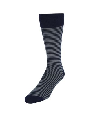 Men's Carvel Striped Pattern Mid-Calf Pima Cotton Socks (1 Pair)