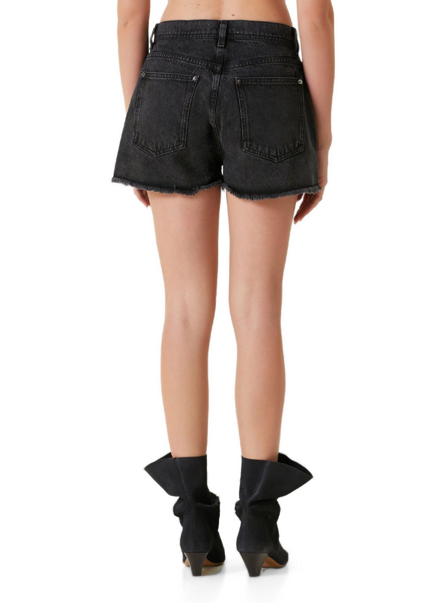 Женские шорты PCFG Free Heaven Normal Waist Mini, цвет: Потёртый чёрный — фото 3