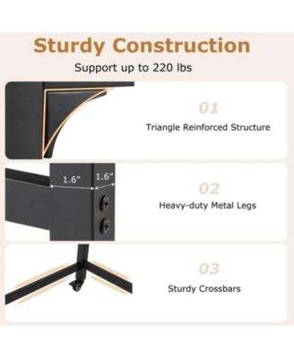 48 Inch Rolling Computer Desk with Metal Frame for Home Office