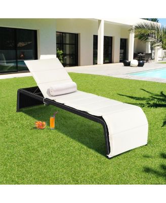 2PCS Adjustable Rattan Recliner Chaise Lounge Chair w/ Cushion Outdoor Patio