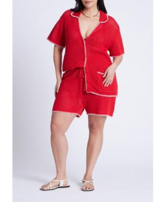 Women's Plus Size Crochet Sweater Tee