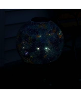 Glass Mosaic Garden Gazing Globe with Solar Light - 10 - Blue
