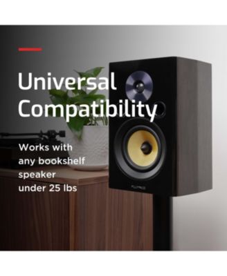 Floor Speaker Stands for Surround Sound and Bookshelf Speakers with Solid Construction, Adjustable Floor Spikes, Rubber Isolation Feet, Cable Management, Square Base - Matte Black/Pair (SS05S)