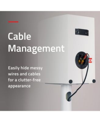 Floor Speaker Stands for Surround Sound and Bookshelf Speakers with Solid Construction, Adjustable Floor Spikes, Rubber Isolation Feet, Cable Management, Square Base - Matte White/Pair SS05SWH