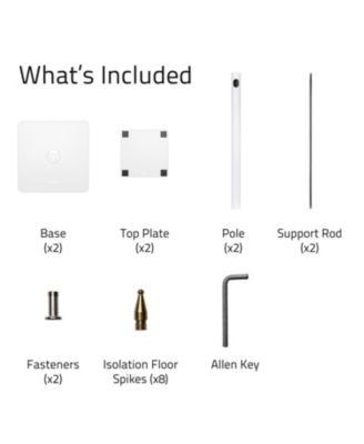 Floor Speaker Stands for Surround Sound and Bookshelf Speakers with Solid Construction, Adjustable Floor Spikes, Rubber Isolation Feet, Cable Management, Square Base - Matte White/Pair SS05SWH