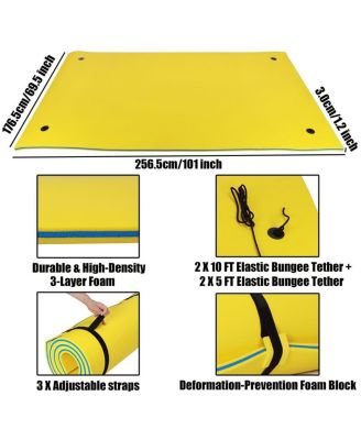 Yellow Water Floating Mat Foam Pad, 9x6FT Bouncy Tear-Resistant XPE Foam