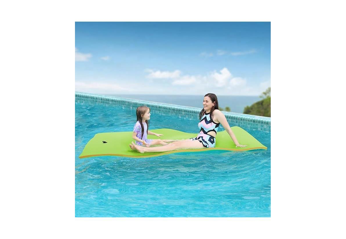 Green Water Floating Mat Foam Pad, 8x4FT Bouncy Tear-Resistant Xpe Foam