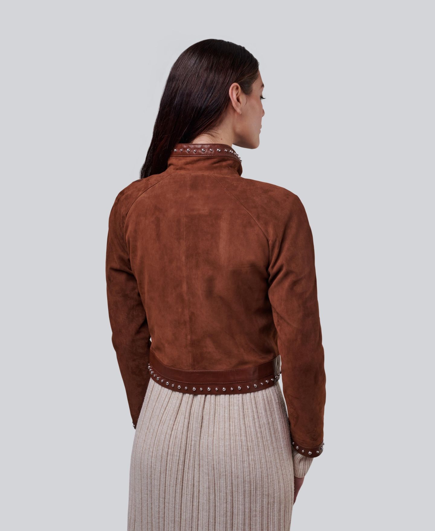Женская куртка Furniq UK Harper Suede Studded, цвет: Коричневый — фото 2