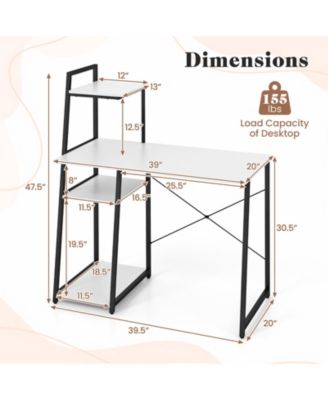 Computer Desk with Shelves and 3-Tier Storage Bookshelf