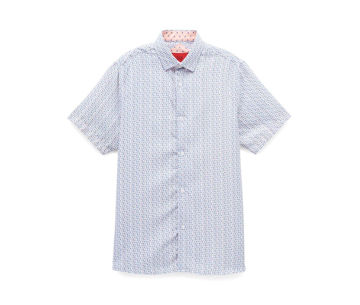 Рубашка Elie Balleh Blue Printed Button-Down Slim Fit Shirt для мальчиков, цвет: Синий — фото 1
