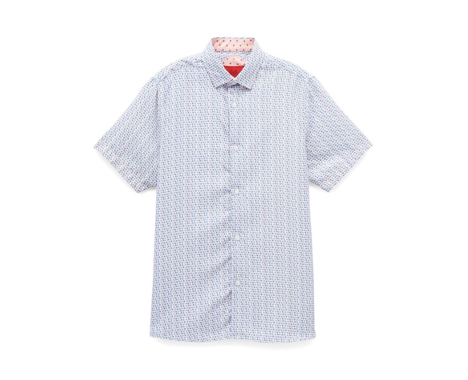 Big Boys Blue Printed Button-Down Slim Fit Shirt